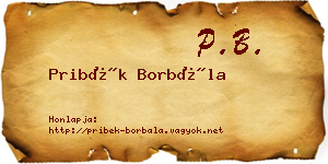 Pribék Borbála névjegykártya